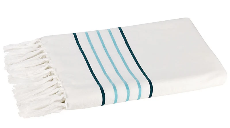 Floringo Hamamtuch Streifen Fransen 350g/m² einseitiges Walkfrottier 90x150 cm