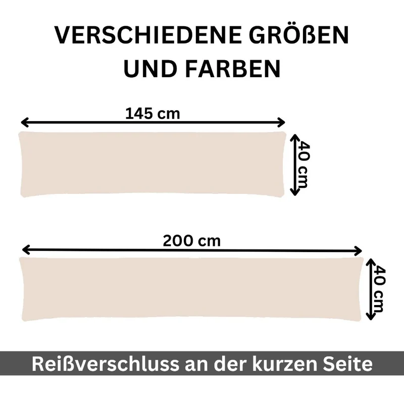 MOON 2er Pack Seitenschläferkissen Bezug Jersey Kissenbezug 40x145 oder 40x200