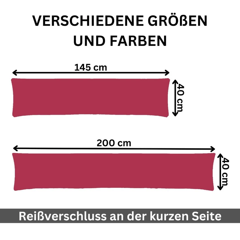 MOON 2er Pack Seitenschläferkissen Bezug Jersey Kissenbezug 40x145 oder 40x200