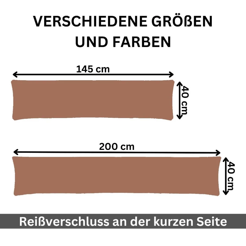 MOON 2er Pack Seitenschläferkissen Bezug Jersey Kissenbezug 40x145 oder 40x200