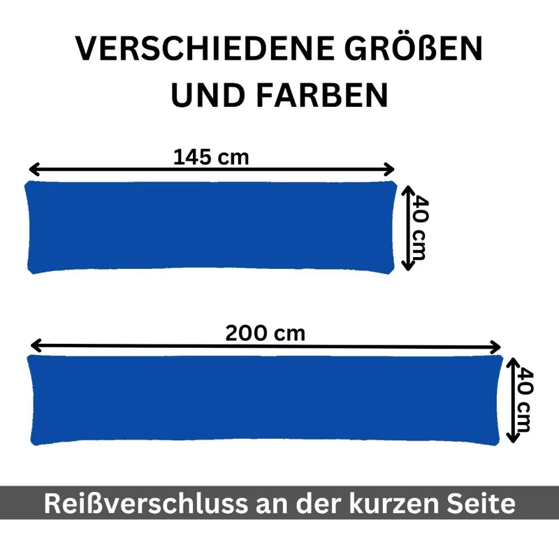 MOON 2er Pack Seitenschläferkissen Bezug Jersey Kissenbezug 40x145 oder 40x200