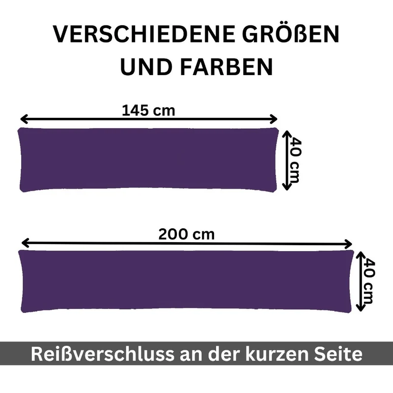 MOON 2er Pack Seitenschläferkissen Bezug Jersey Kissenbezug 40x145 oder 40x200