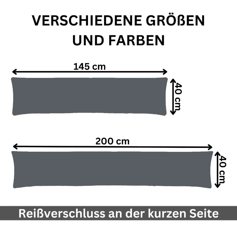 MOON 2er Pack Seitenschläferkissen Bezug Jersey Kissenbezug 40x145 oder 40x200