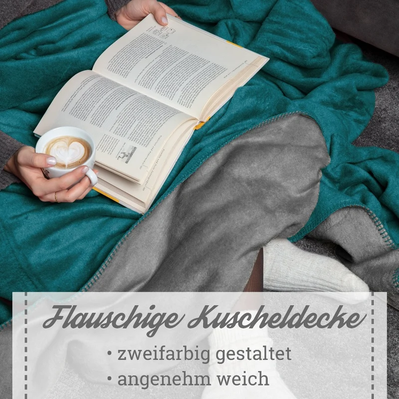 Moon Doubleface Kuscheldecke Wohndecke Baumwollmix ca. 150x200cm geketteter Rand