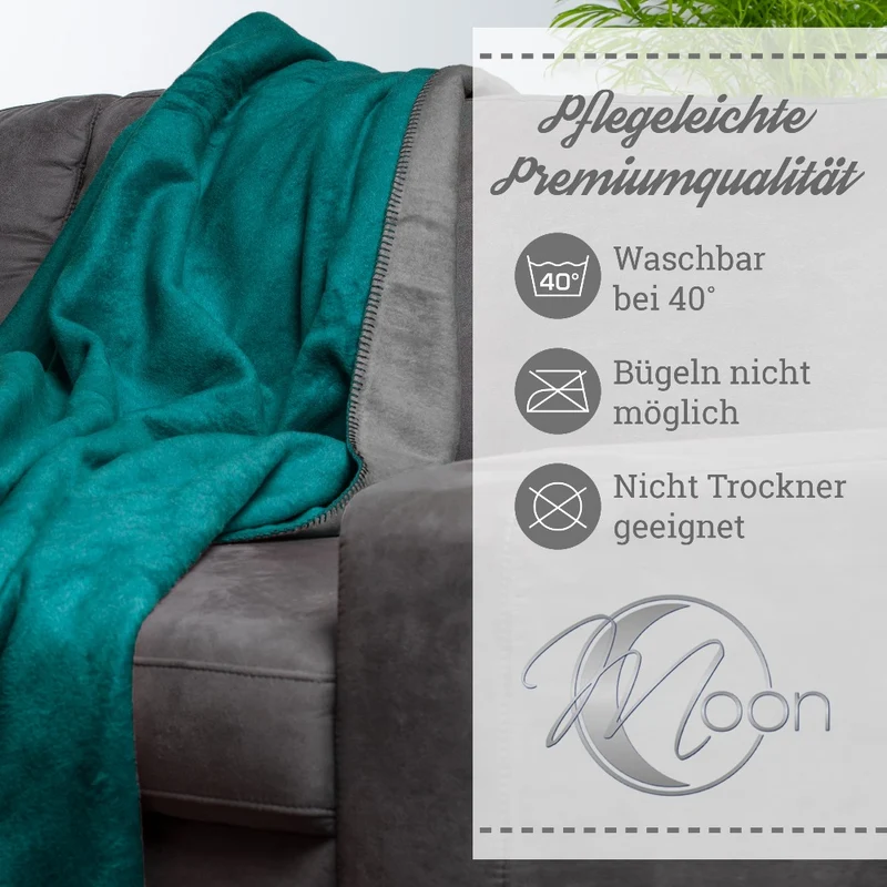Moon Doubleface Kuscheldecke Wohndecke Baumwollmix ca. 150x200cm geketteter Rand
