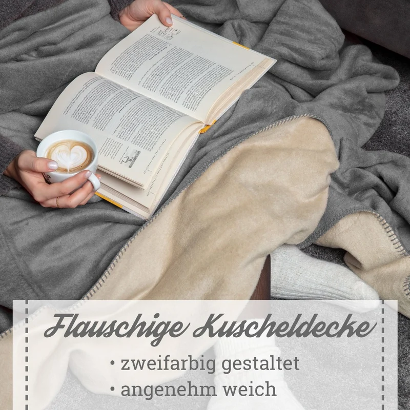 Moon Doubleface Kuscheldecke Wohndecke Baumwollmix ca. 150x200cm geketteter Rand