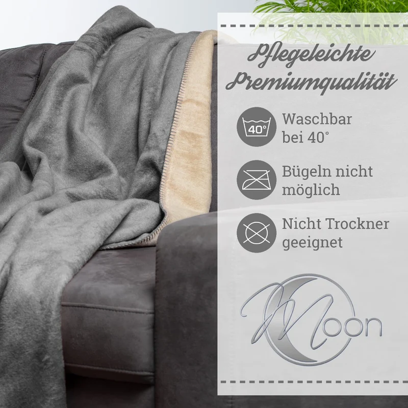 Moon Doubleface Kuscheldecke Wohndecke Baumwollmix ca. 150x200cm geketteter Rand