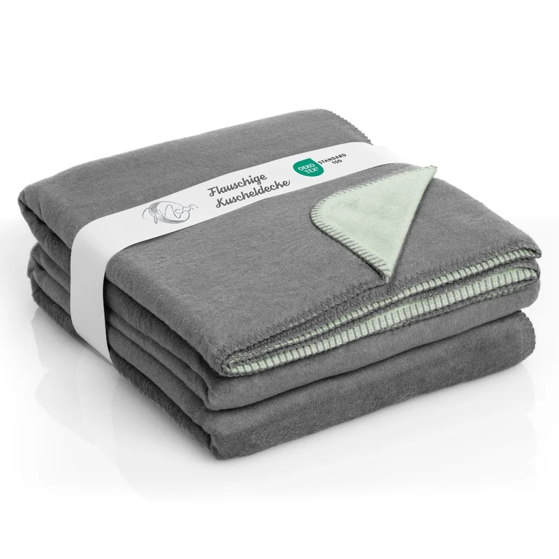 Moon Doubleface Kuscheldecke Wohndecke Baumwollmix ca. 150x200cm geketteter Rand