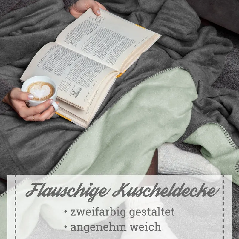 Moon Doubleface Kuscheldecke Wohndecke Baumwollmix ca. 150x200cm geketteter Rand