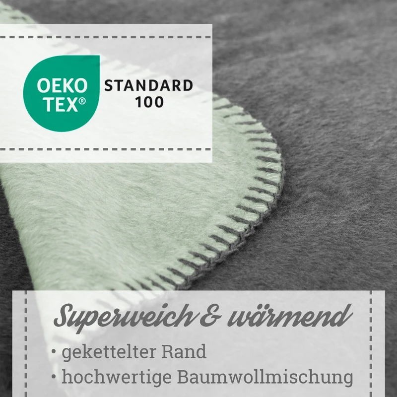 Moon Doubleface Kuscheldecke Wohndecke Baumwollmix ca. 150x200cm geketteter Rand