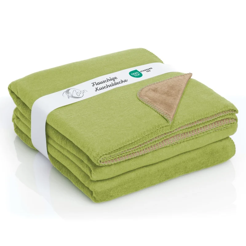 Moon Doubleface Kuscheldecke Wohndecke Baumwollmix ca. 150x200cm geketteter Rand