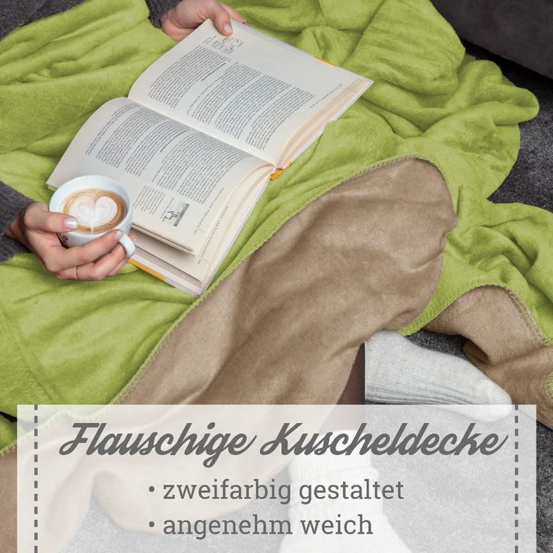 Moon Doubleface Kuscheldecke Wohndecke Baumwollmix ca. 150x200cm geketteter Rand