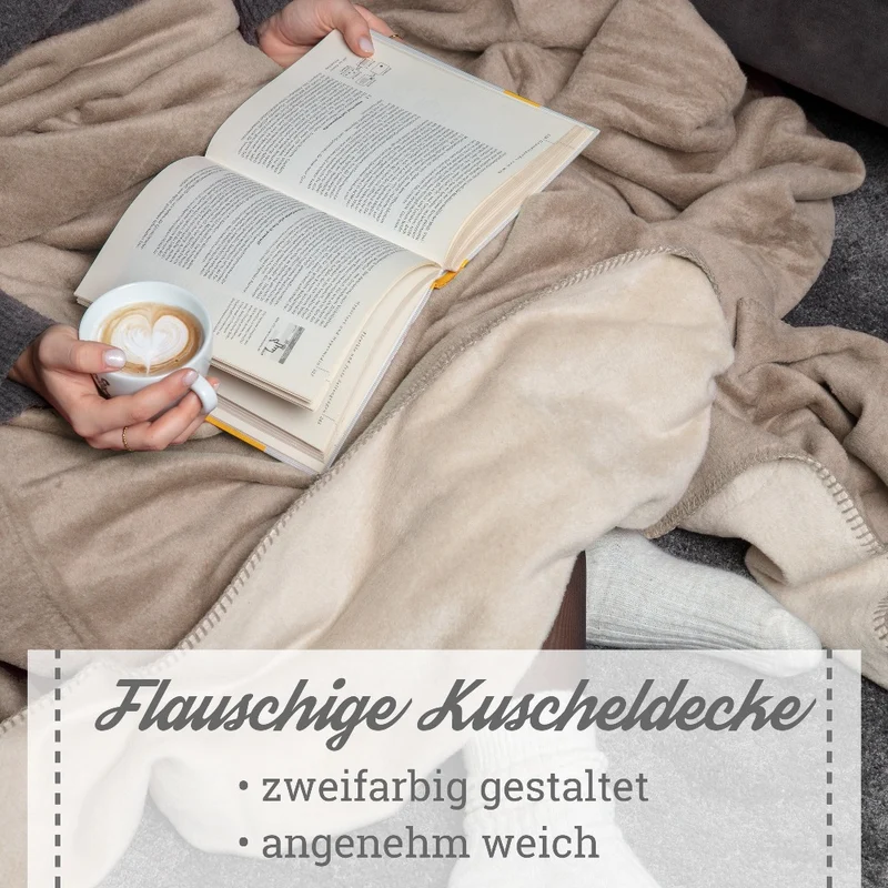 Moon Doubleface Kuscheldecke Wohndecke Baumwollmix ca. 150x200cm geketteter Rand