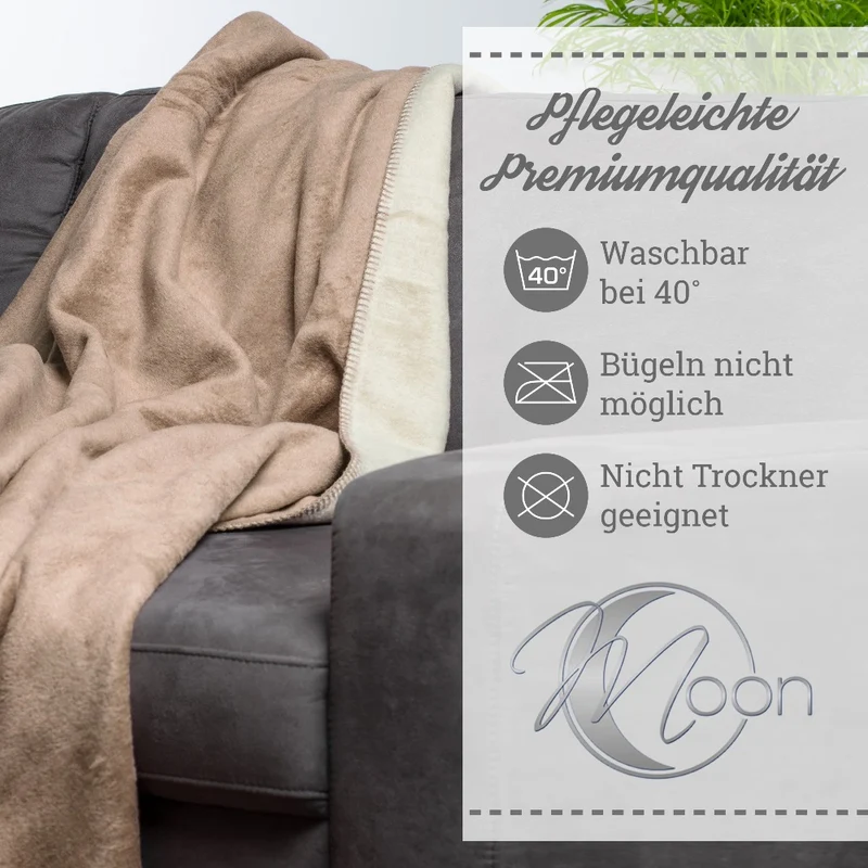 Moon Doubleface Kuscheldecke Wohndecke Baumwollmix ca. 150x200cm geketteter Rand
