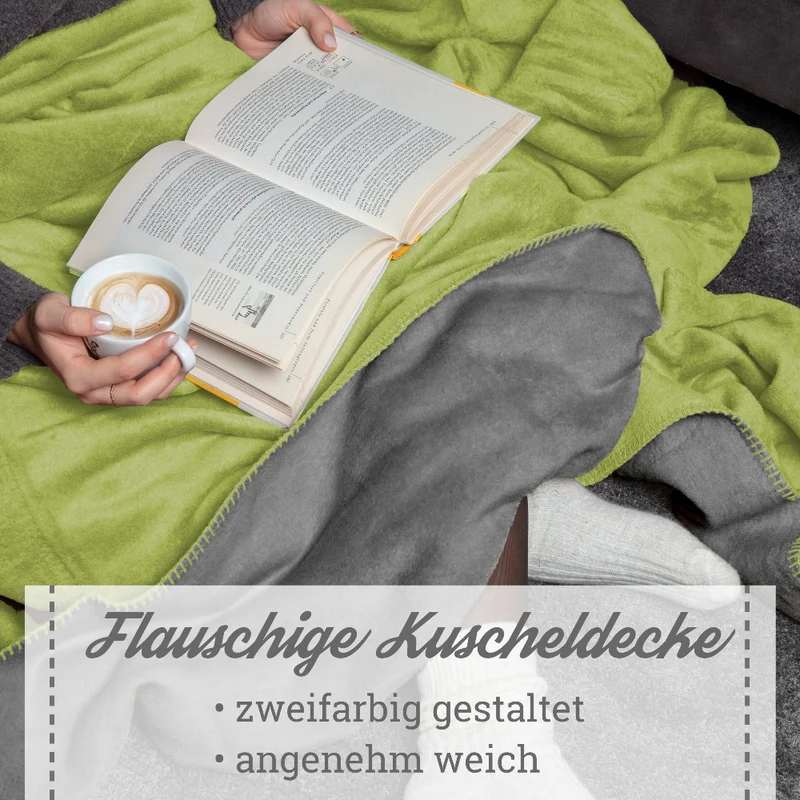 Moon Doubleface Kuscheldecke Wohndecke Baumwollmix ca. 150x200cm geketteter Rand