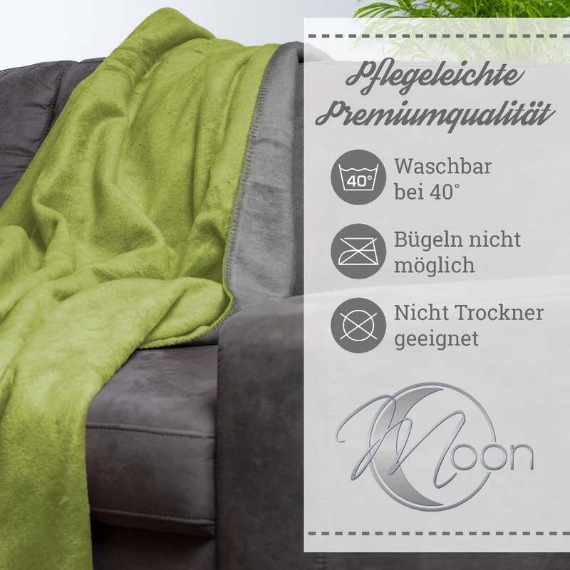 Moon Doubleface Kuscheldecke Wohndecke Baumwollmix ca. 150x200cm geketteter Rand