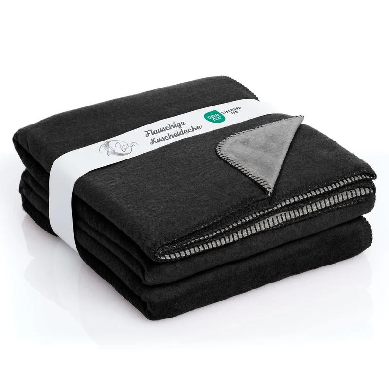 Moon Doubleface Kuscheldecke Wohndecke Baumwollmix ca. 150x200cm geketteter Rand