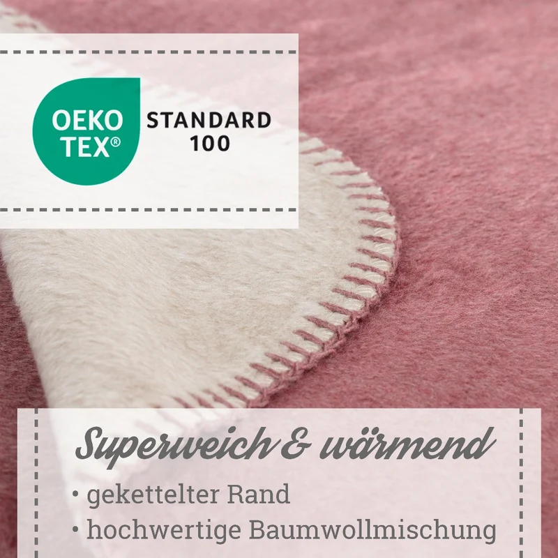 Moon Doubleface Kuscheldecke Wohndecke Baumwollmix ca. 150x200cm geketteter Rand