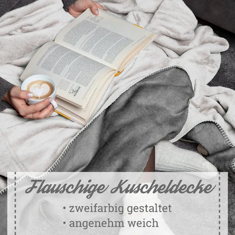 Moon Doubleface Kuscheldecke Wohndecke Baumwollmix ca. 150x200cm geketteter Rand