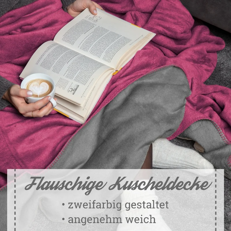 Moon Doubleface Kuscheldecke Wohndecke Baumwollmix ca. 150x200cm geketteter Rand