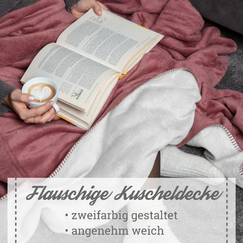Moon Doubleface Kuscheldecke Wohndecke Baumwollmix ca. 150x200cm geketteter Rand