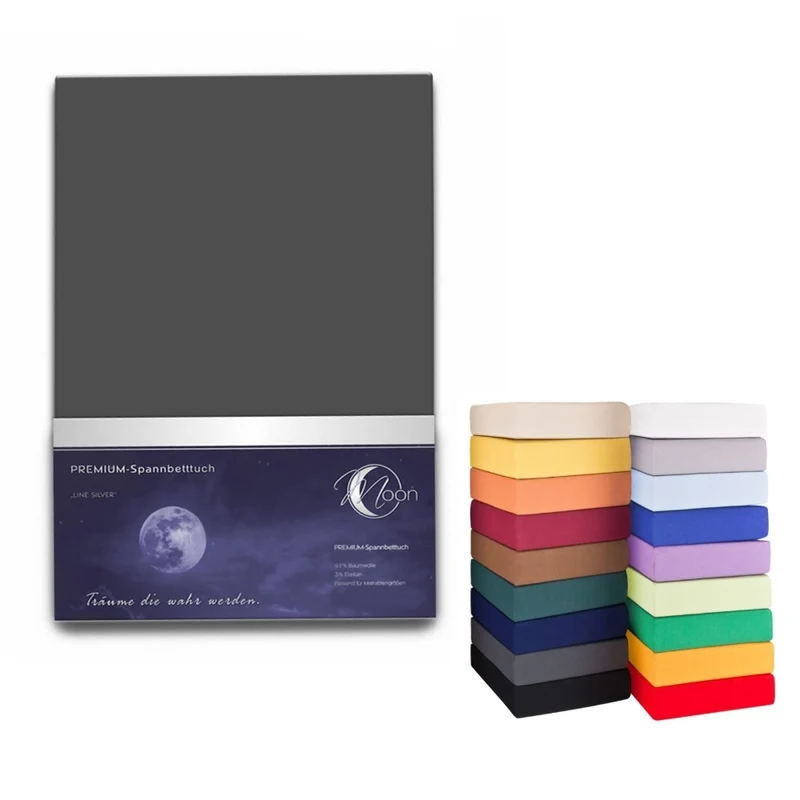 Spannbetttuch 180x200-200x220cm Laken Boxspringbett 50cm 190g/m² MOON LineSilver
