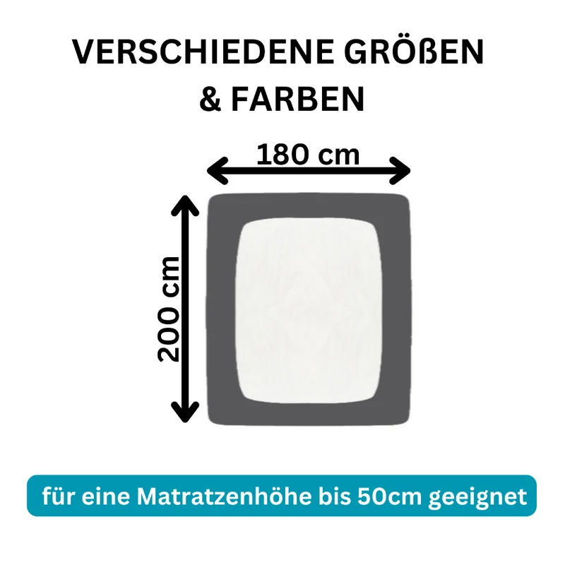 Spannbetttuch 180x200-200x220cm Laken Boxspringbett 50cm 190g/m² MOON LineSilver