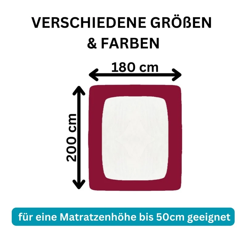 Spannbetttuch 180x200-200x220cm Laken Boxspringbett 50cm 190g/m² MOON LineSilver