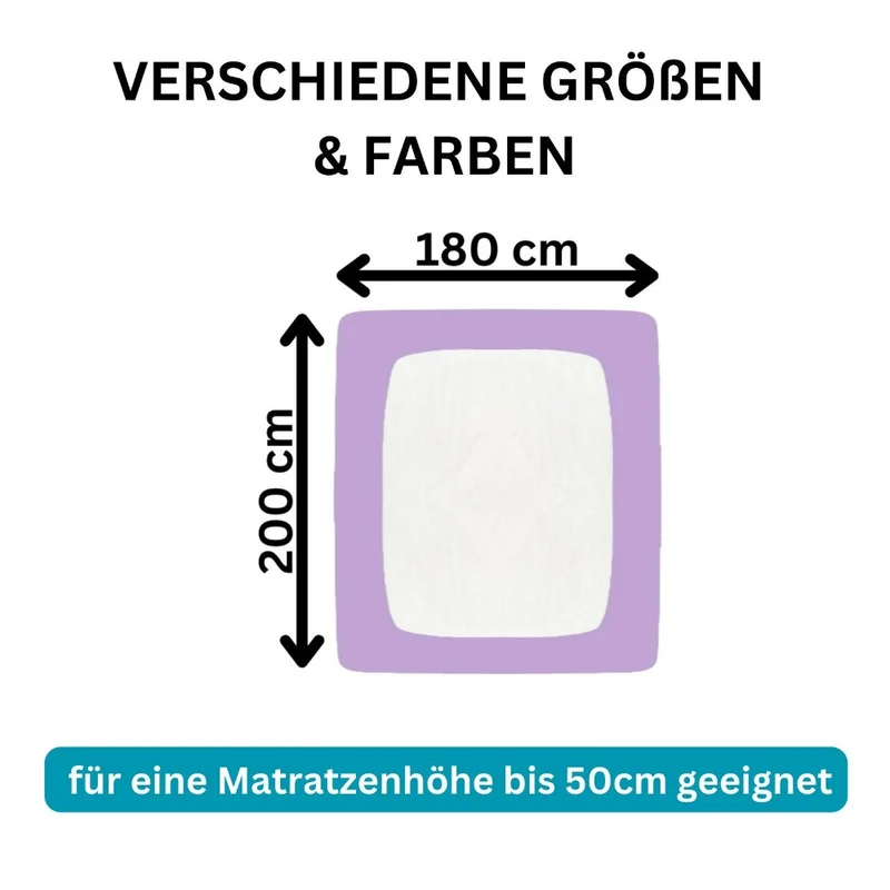 Spannbetttuch 180x200-200x220cm Laken Boxspringbett 50cm 190g/m² MOON LineSilver