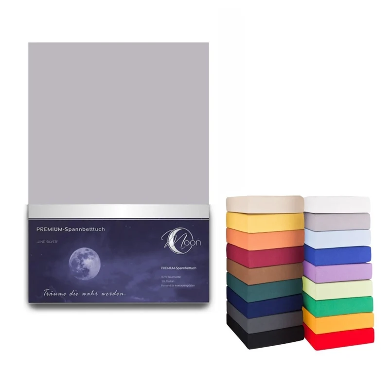 Spannbetttuch 180x200-200x220cm Laken Boxspringbett 50cm 190g/m² MOON LineSilver