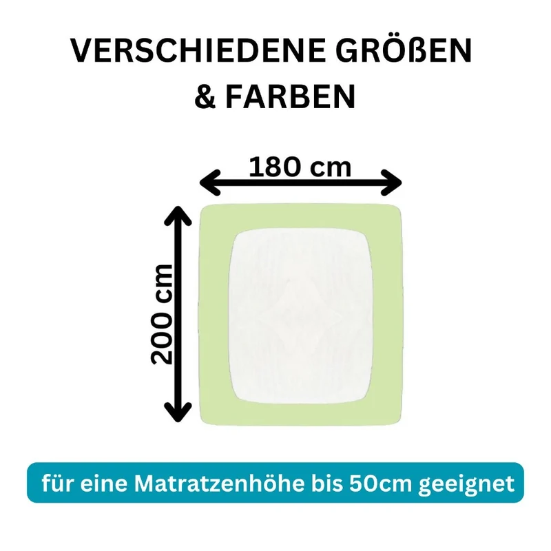 Spannbetttuch 180x200-200x220cm Laken Boxspringbett 50cm 190g/m² MOON LineSilver