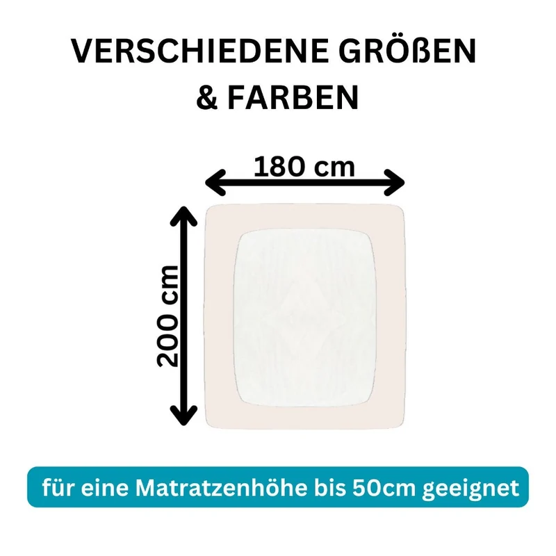 Spannbetttuch 180x200-200x220cm Laken Boxspringbett 50cm 190g/m² MOON LineSilver