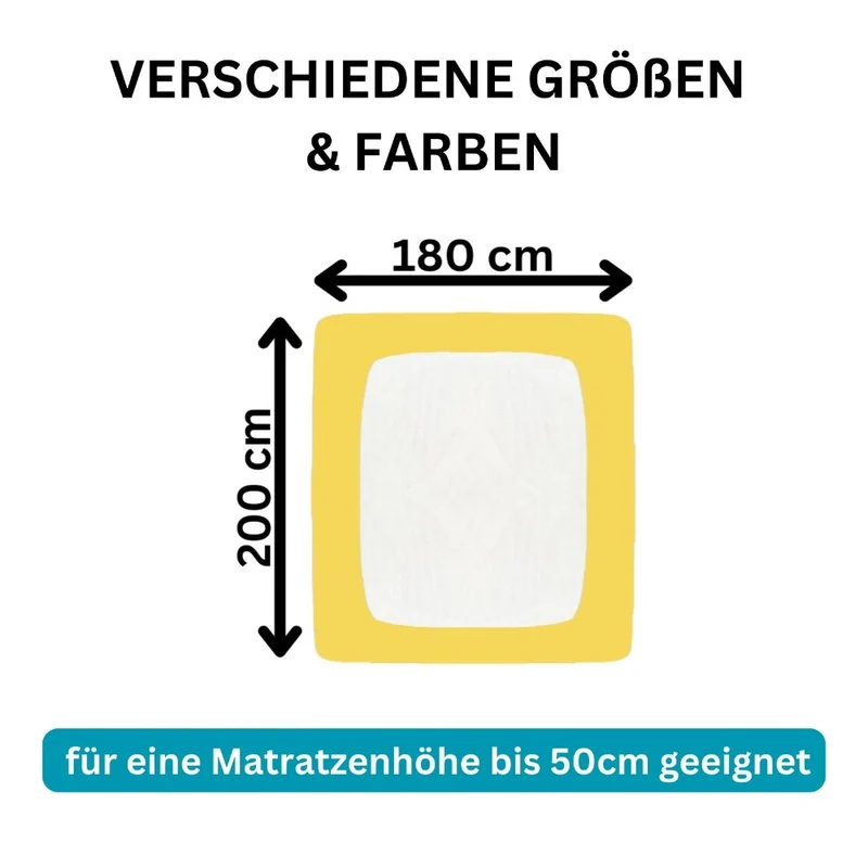 Spannbetttuch 180x200-200x220cm Laken Boxspringbett 50cm 190g/m² MOON LineSilver
