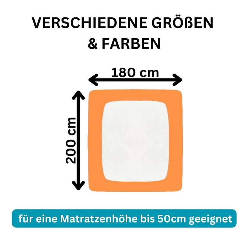 Spannbetttuch 180x200-200x220cm Laken Boxspringbett 50cm 190g/m² MOON LineSilver