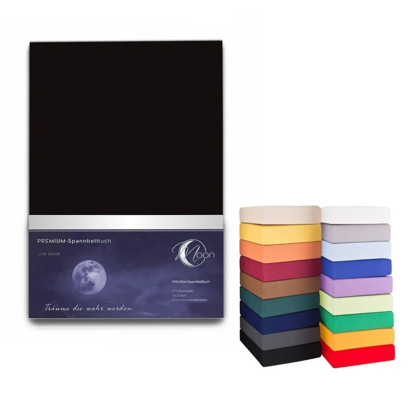 Spannbetttuch 180x200-200x220cm Laken Boxspringbett 50cm 190g/m² MOON LineSilver
