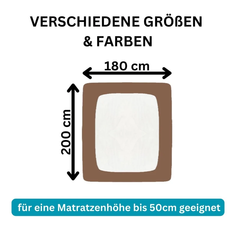 Spannbetttuch 180x200-200x220cm Laken Boxspringbett 50cm 190g/m² MOON LineSilver