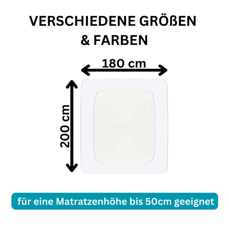 Spannbetttuch 180x200-200x220cm Laken Boxspringbett 50cm 190g/m² MOON LineSilver