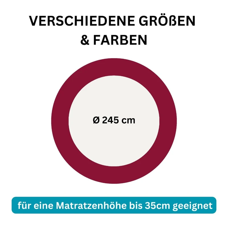 Spannbettlaken Rund 245cm Spanntuch fürs Wasserbett 190g/m² Moon Line Silver