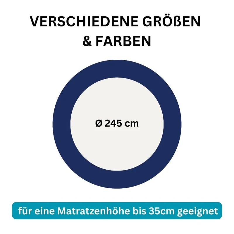 Spannbettlaken Rund 245cm Spanntuch fürs Wasserbett 190g/m² Moon Line Silver