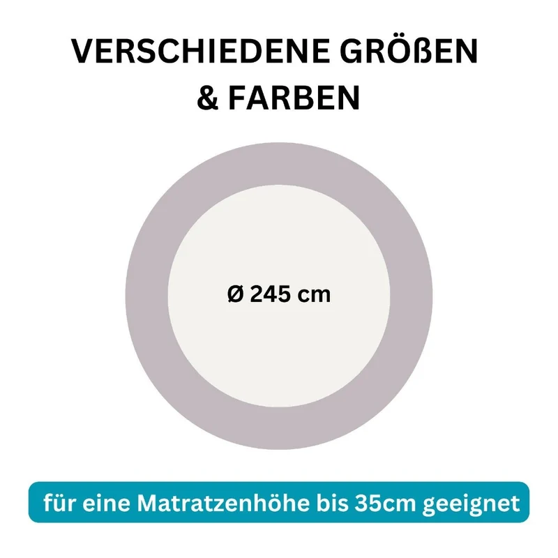 Spannbettlaken Rund 245cm Spanntuch fürs Wasserbett 190g/m² Moon Line Silver