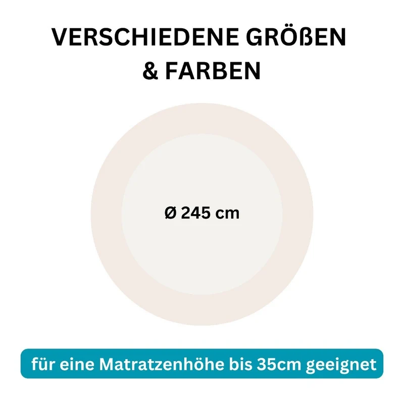 Spannbettlaken Rund 245cm Spanntuch fürs Wasserbett 190g/m² Moon Line Silver