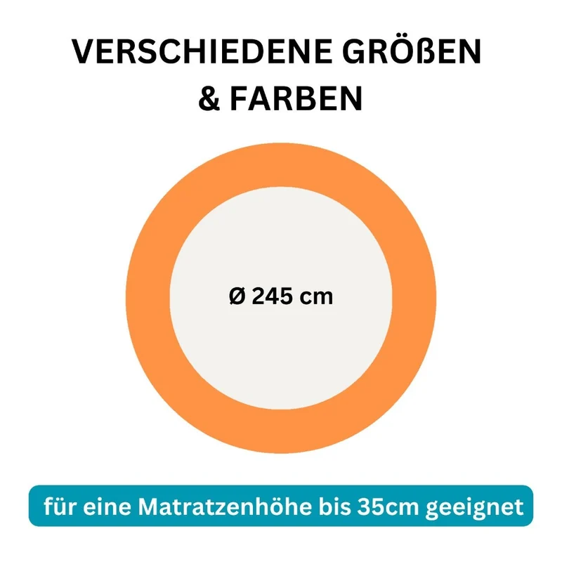 Spannbettlaken Rund 245cm Spanntuch fürs Wasserbett 190g/m² Moon Line Silver