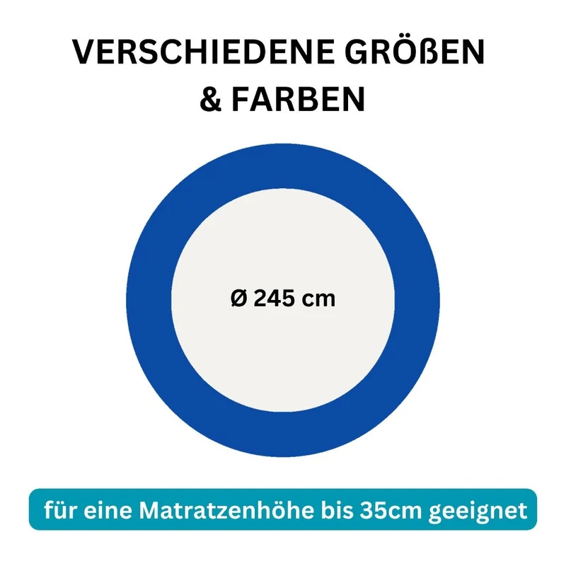 Spannbettlaken Rund 245cm Spanntuch fürs Wasserbett 190g/m² Moon Line Silver