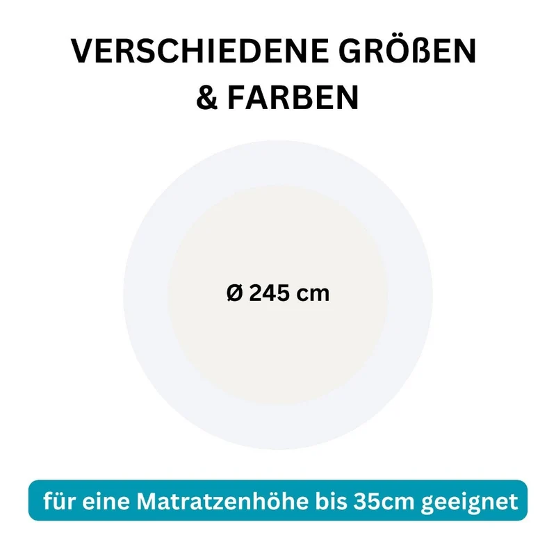 Spannbettlaken Rund 245cm Spanntuch fürs Wasserbett 190g/m² Moon Line Silver