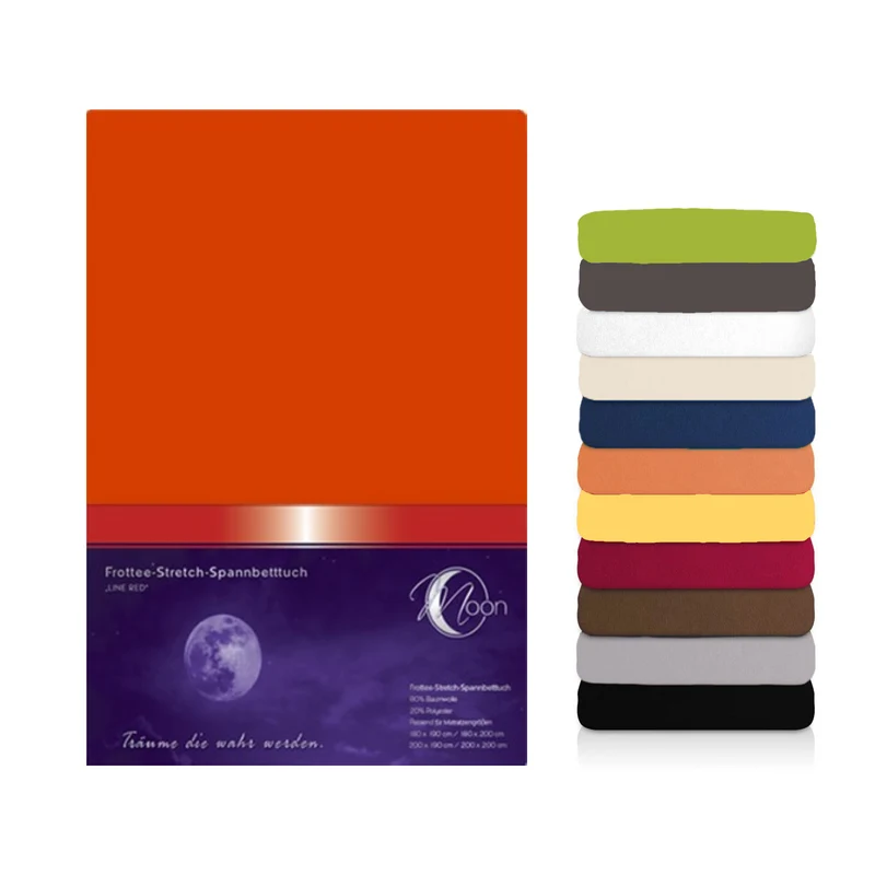 Moon Line Red Frottee Spannbettlaken 200x200