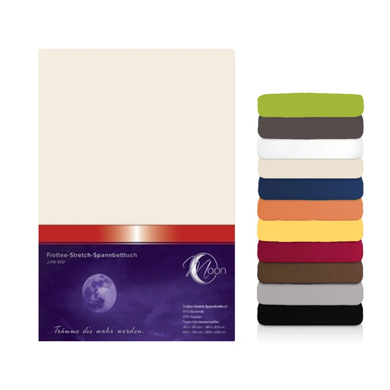 Moon Line Red Frottee Spannbettlaken 160x200