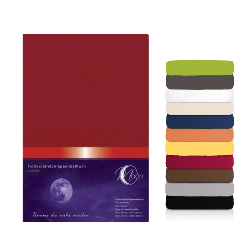 Moon Line Red Frottee Spannbettlaken 160x200