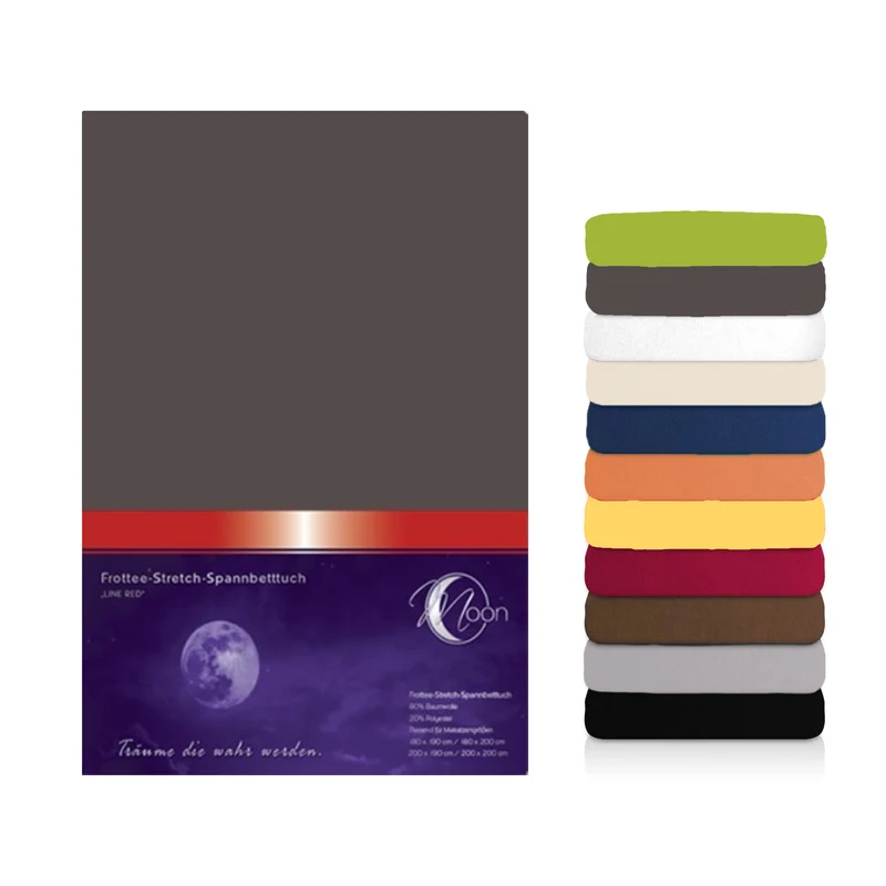 Moon Line Red Frottee Spannbettlaken 160x200