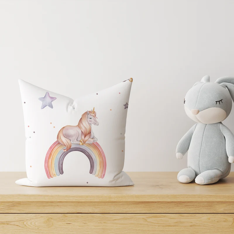 "Regenbogen Einhorn" Premium Dekokissen
