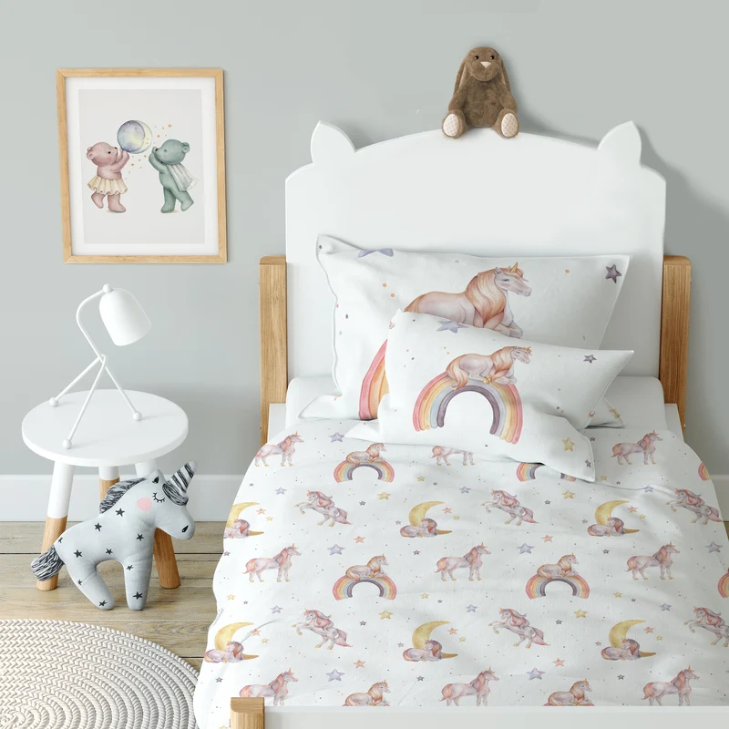 "Regenbogen Einhorn" Premium Kinderbettwäsche